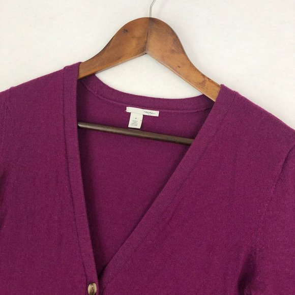 Halogen Women's Size Medium Purple 100% Merino Wool Knit V-Neck Cardigan Sweater - Picture 2 of 9